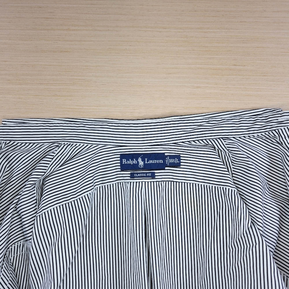 Polo Ralph Lauren Classic Fit Button Down Striped Shirt Blue/White 16.5 L Preppy - Picture 6 of 13